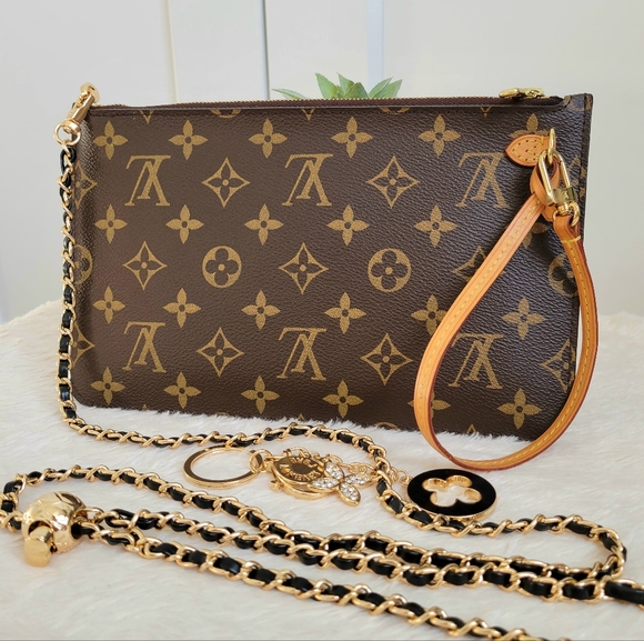 🍁 LOUIS VUITTON Neverfull Monogram GM/MM Clutch/ Wristlet/ Crossbody - Picture 1 of 16